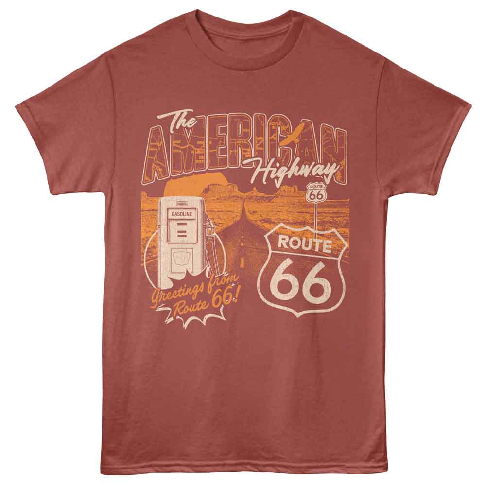 Route 66 - AMERICAN HIGHWAY Adult Shirt