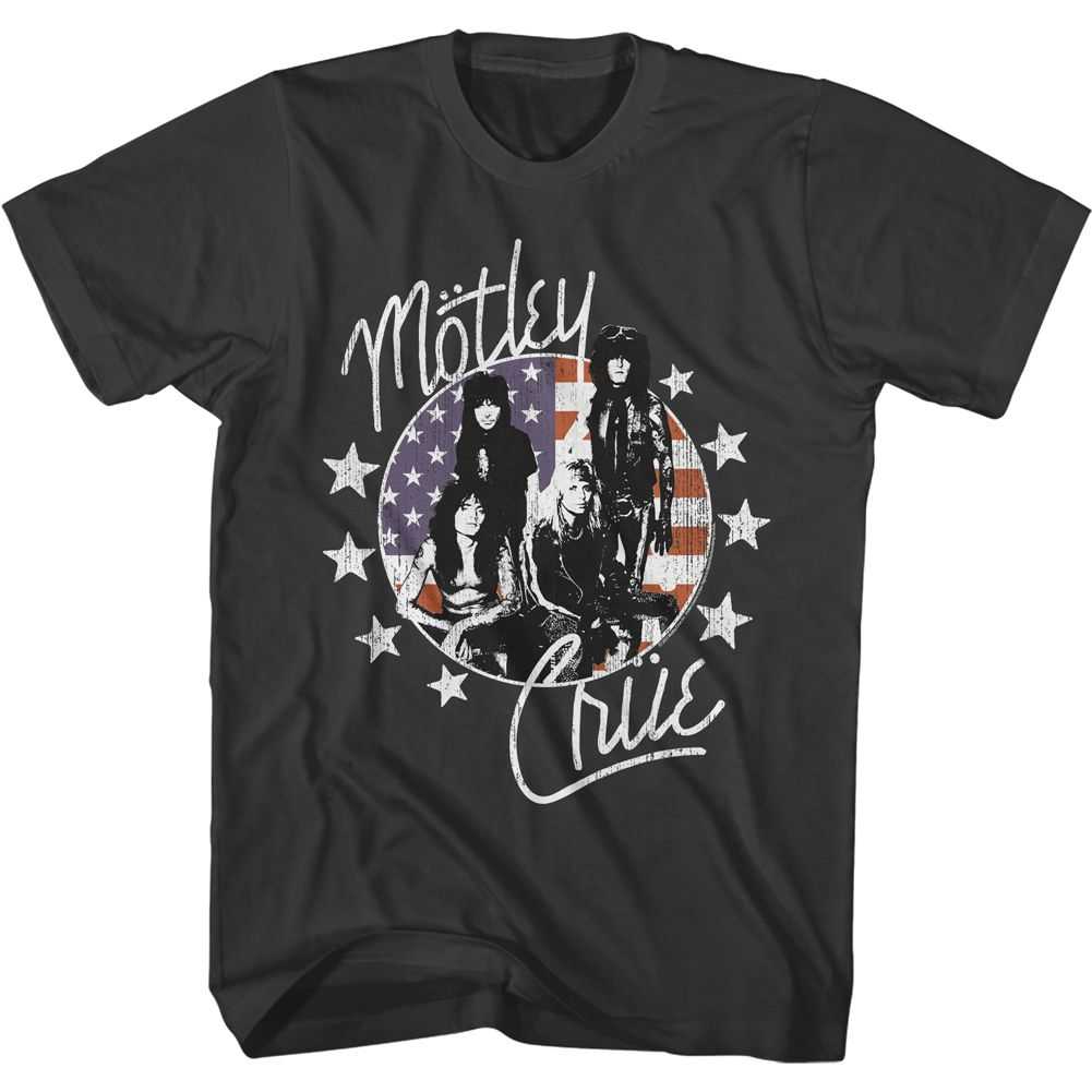Motley Crue - AMERICAN FLAG AND STARS Adult Shirt