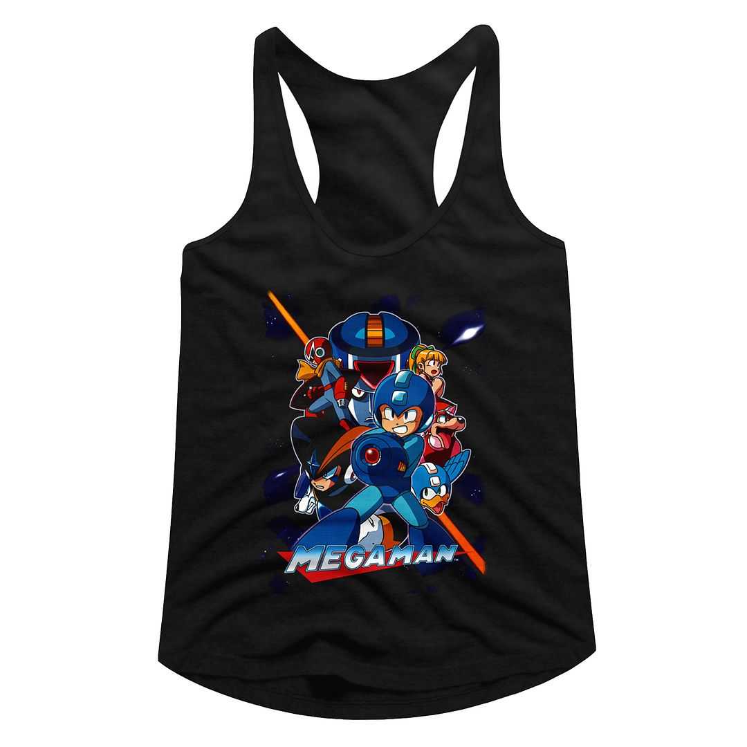 Mega Man - COLLAGE ORANGE BEAM Adult Shirt