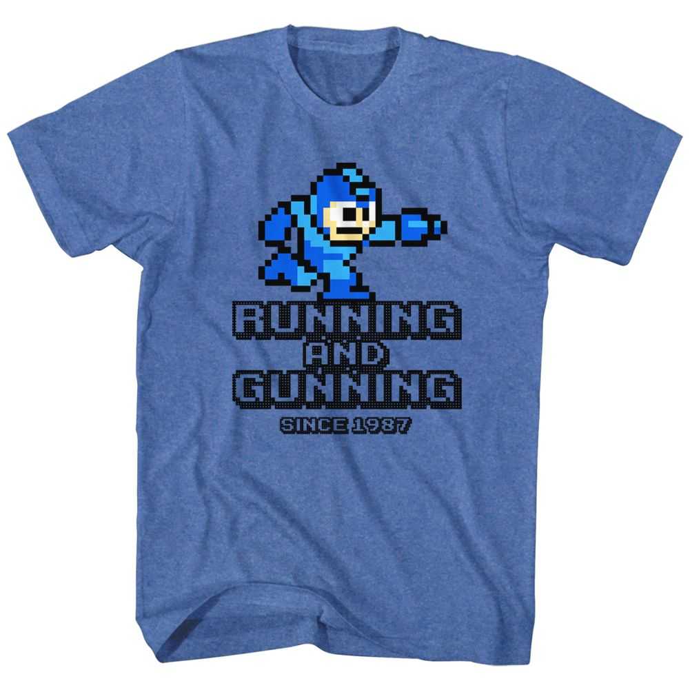 Mega Man - RUNNING AND GUNNING Adult Shirt