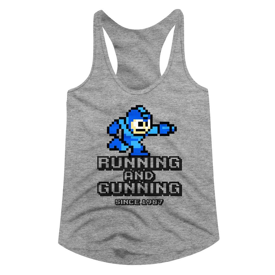 Mega Man - RUNNING AND GUNNING Adult Shirt