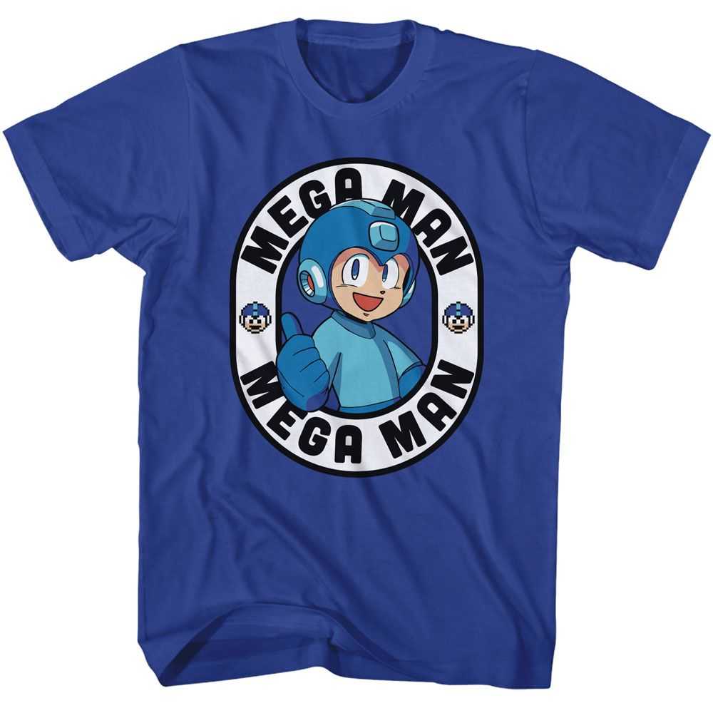 Mega Man - MEGA MAN THUMBS UP OVAL Adult Shirt