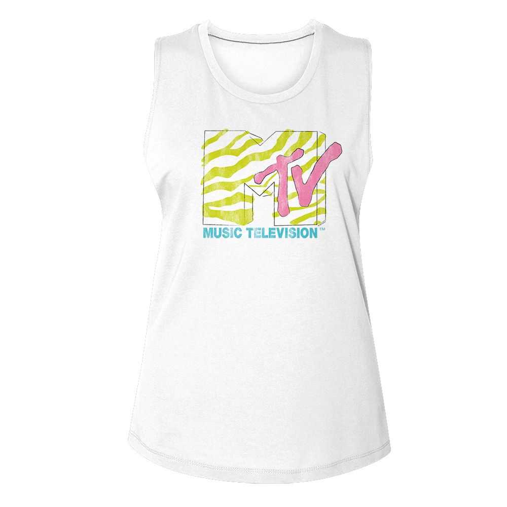 Mtv - MTV NEON ZEBRA LOGO Adult Shirt