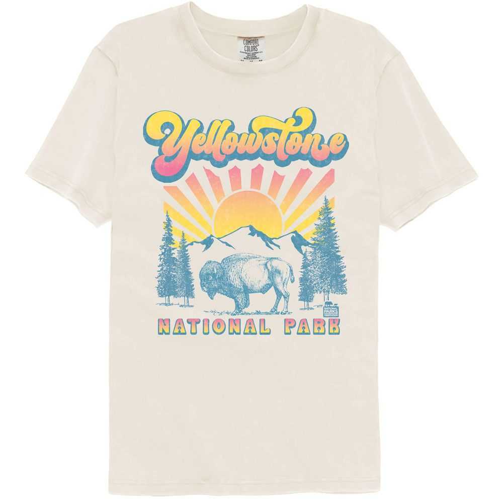 National Parks - BUFFALO WITH GRADIENT SUN Adult Shirt