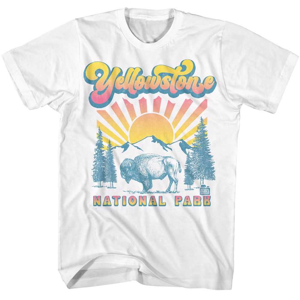 National Parks - BUFFALO WITH GRADIENT SUN Adult Shirt