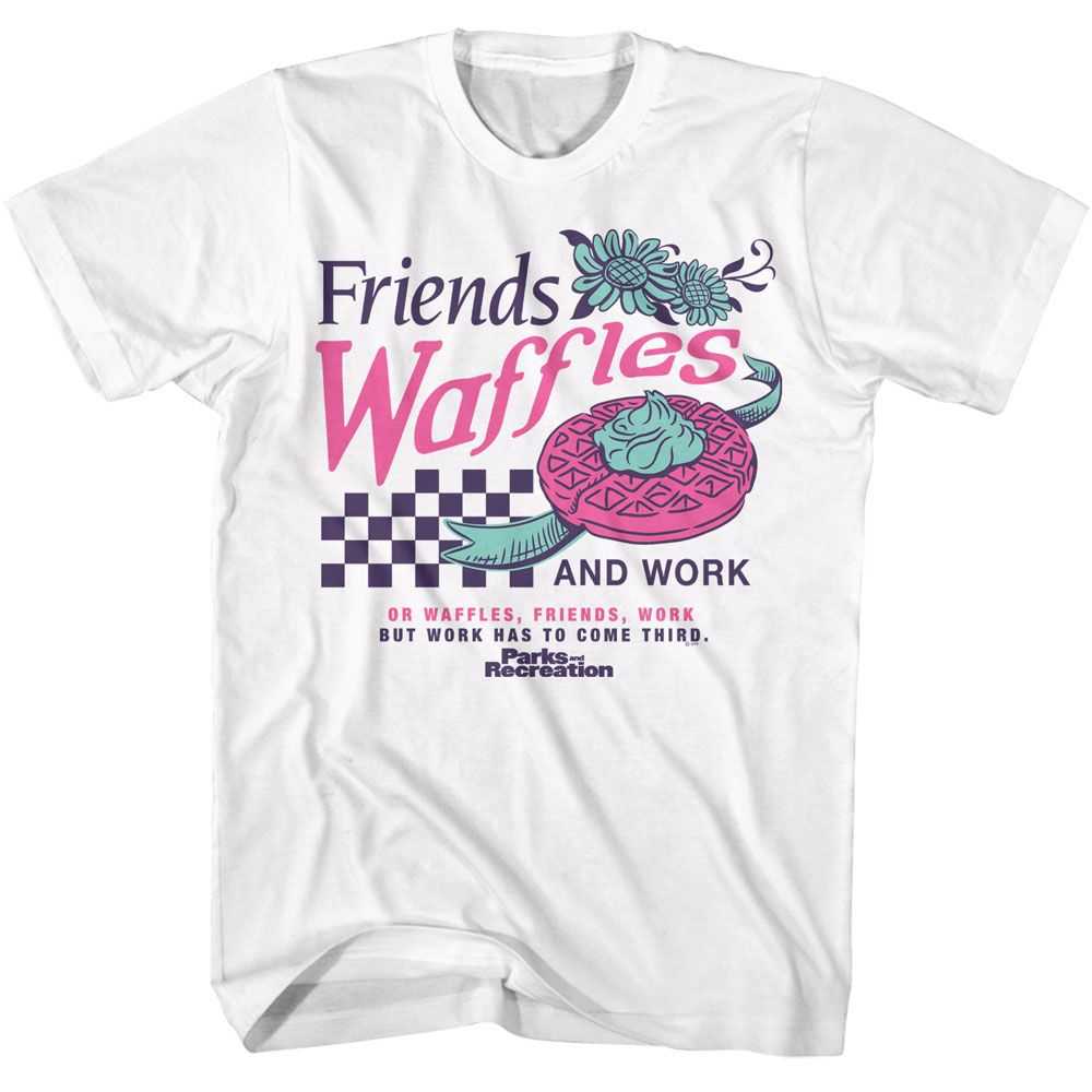 Parks and Recreation - PARKS AND RECREATION FRIENDS WAFFLES WORK Adult Shirt