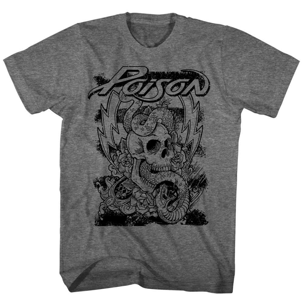Poison - SKULL SNAKE LIGHTNING Adult Shirt