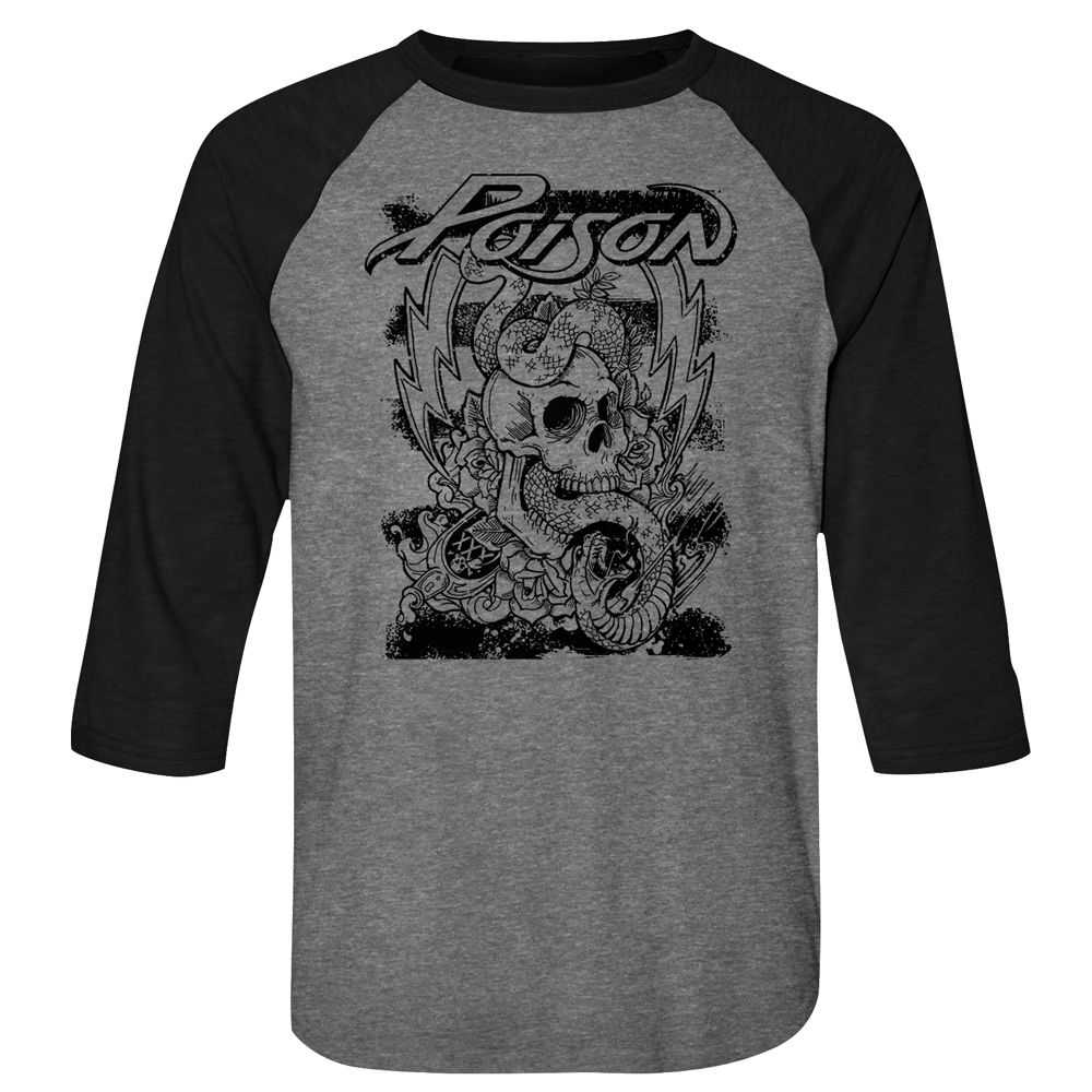 Poison - SKULL SNAKE LIGHTNING Adult Shirt