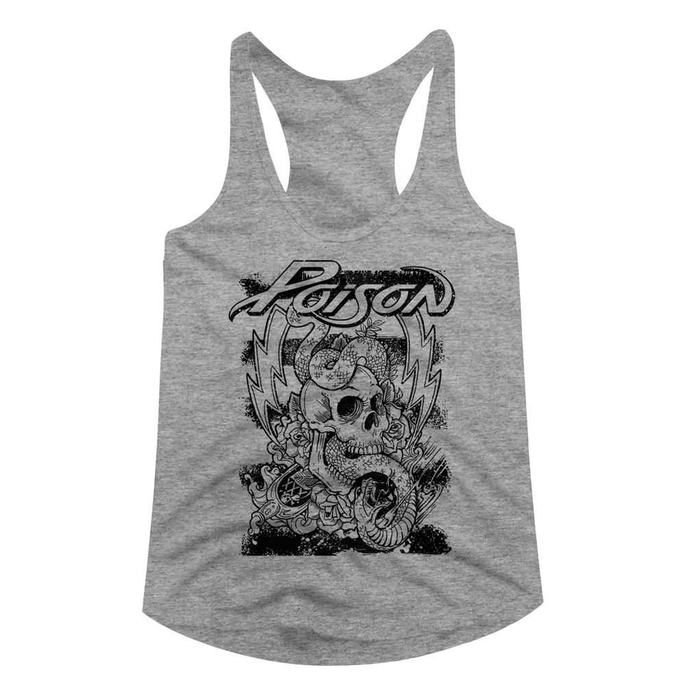 Poison - SKULL SNAKE LIGHTNING Adult Shirt