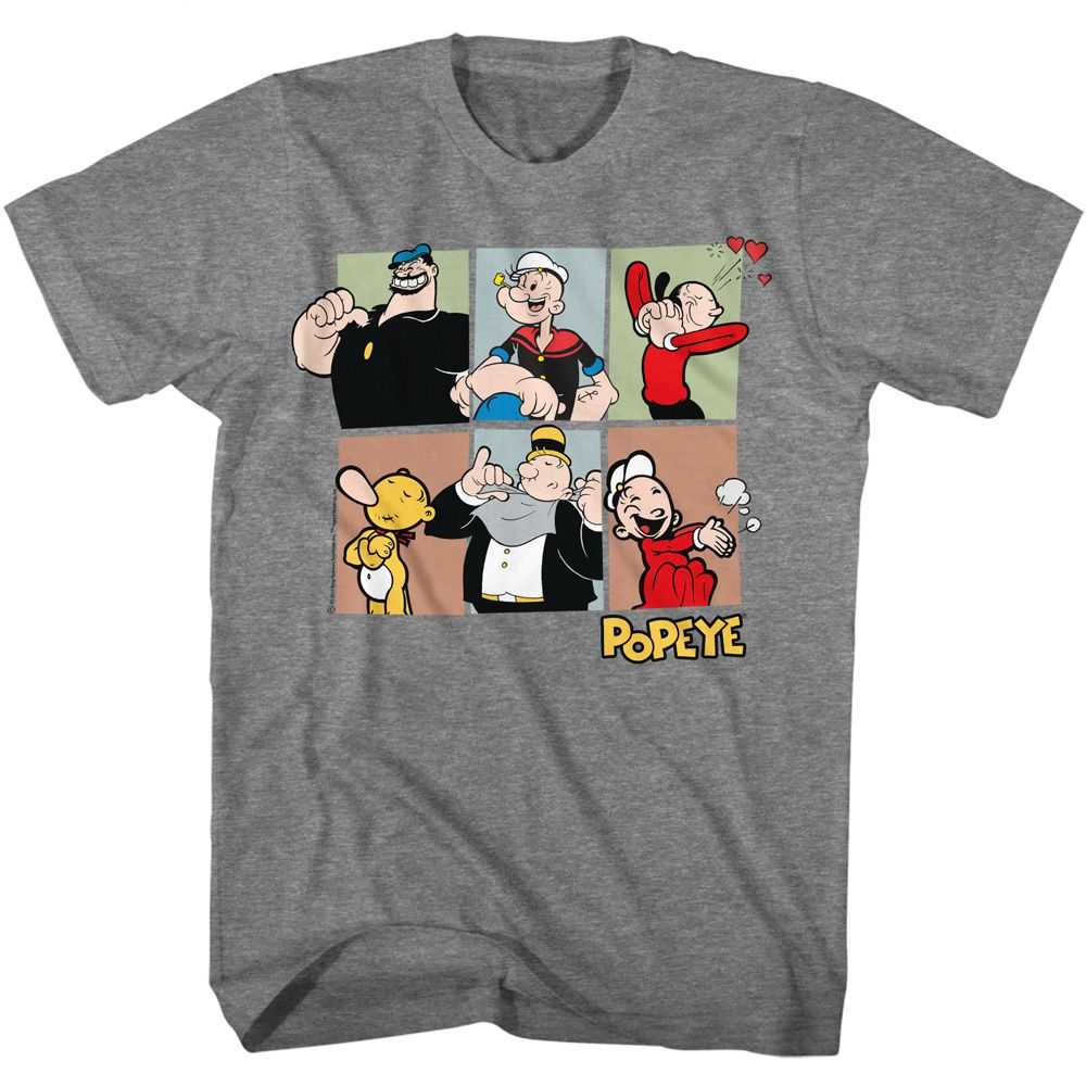 Popeye - POPEYE SIX CHARACTER SQUARES Adult Shirt