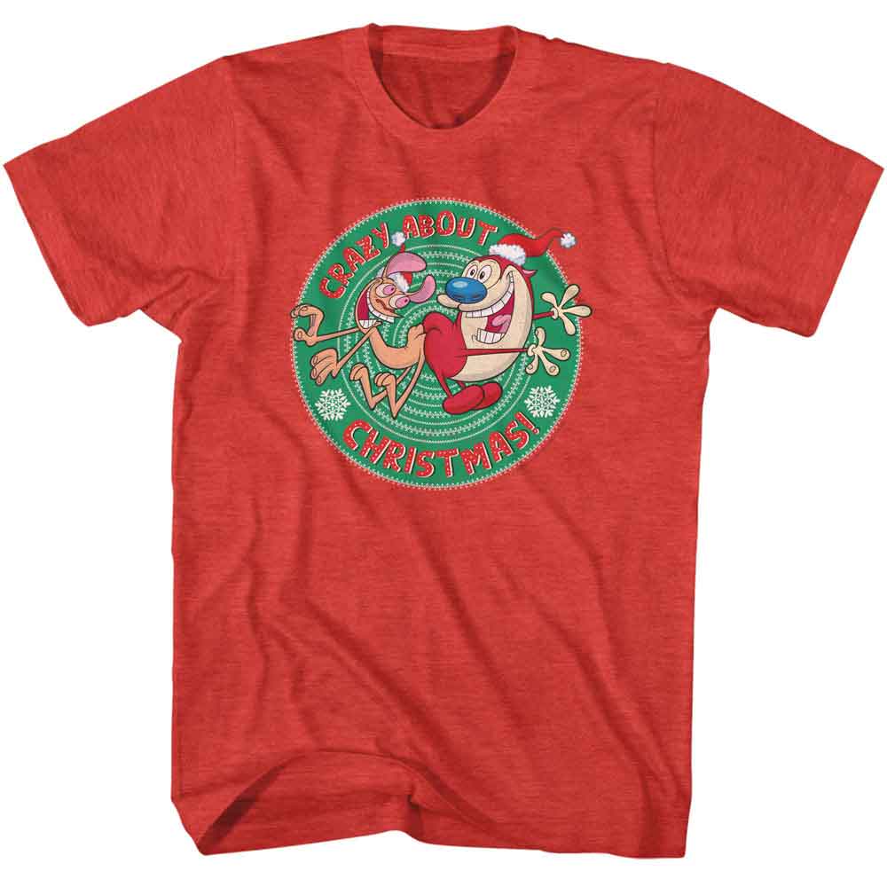 Ren and Stimpy - REN AND STIMPY CRAZY ABOUT CHRISTMAS Adult Shirt