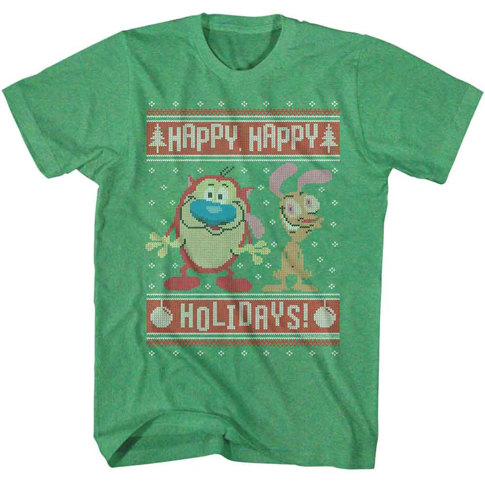 Ren and Stimpy - REN AND STIMPY HAPPY HAPPY HOLIDAYS Adult Shirt