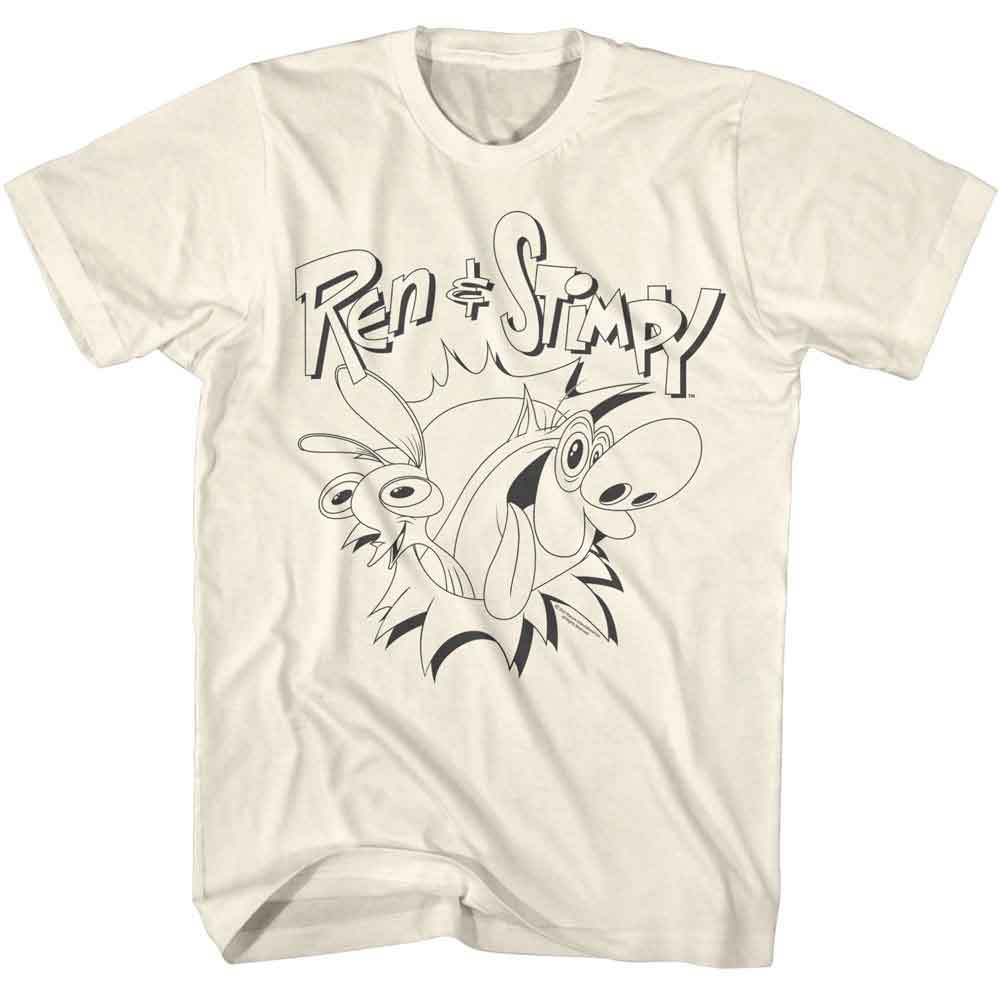 Ren and Stimpy - REN AND STIMPY MONOTONE LOGO Adult Shirt