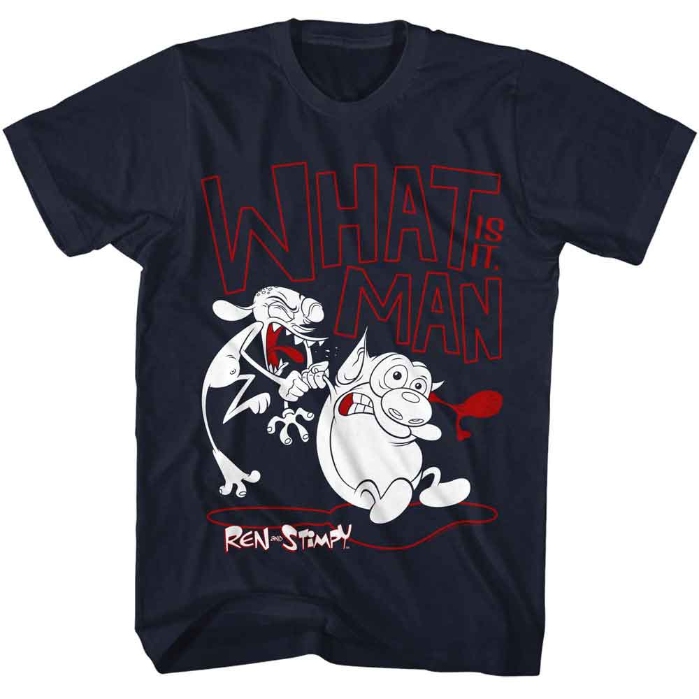 Ren and Stimpy - REN AND STIMPY WHAT IS IT MAN Adult Shirt