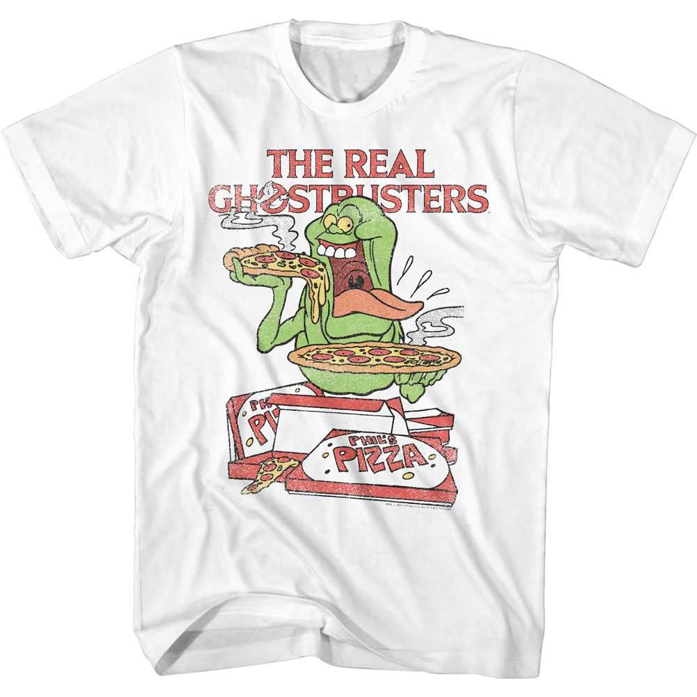 The Real Ghostbusters - SLIMER AND PIZZA Adult Shirt