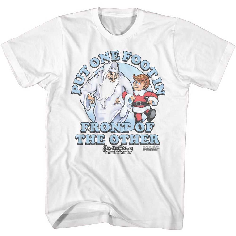 Santa Claus Is Coming to Town - SANTA CLAUS ONE FOOT IN FRONT Adult Shirt