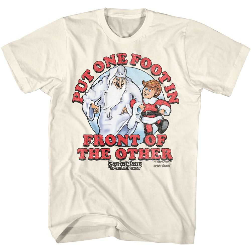 Santa Claus Is Coming to Town - SANTA CLAUS ONE FOOT IN FRONT Adult Shirt