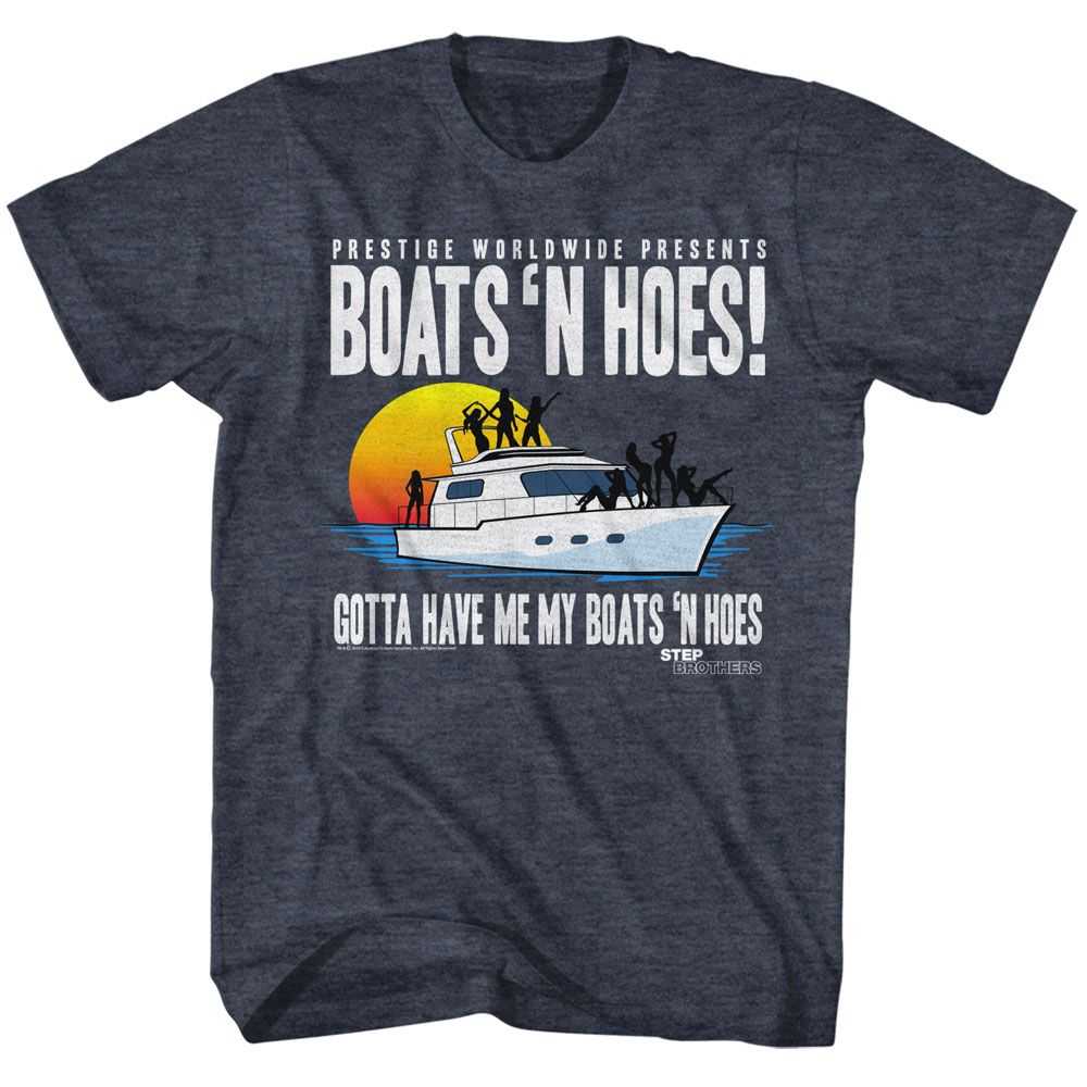 Step Brothers - STEP BROTHERS BOAT WITH SAUCY GALS Adult Shirt