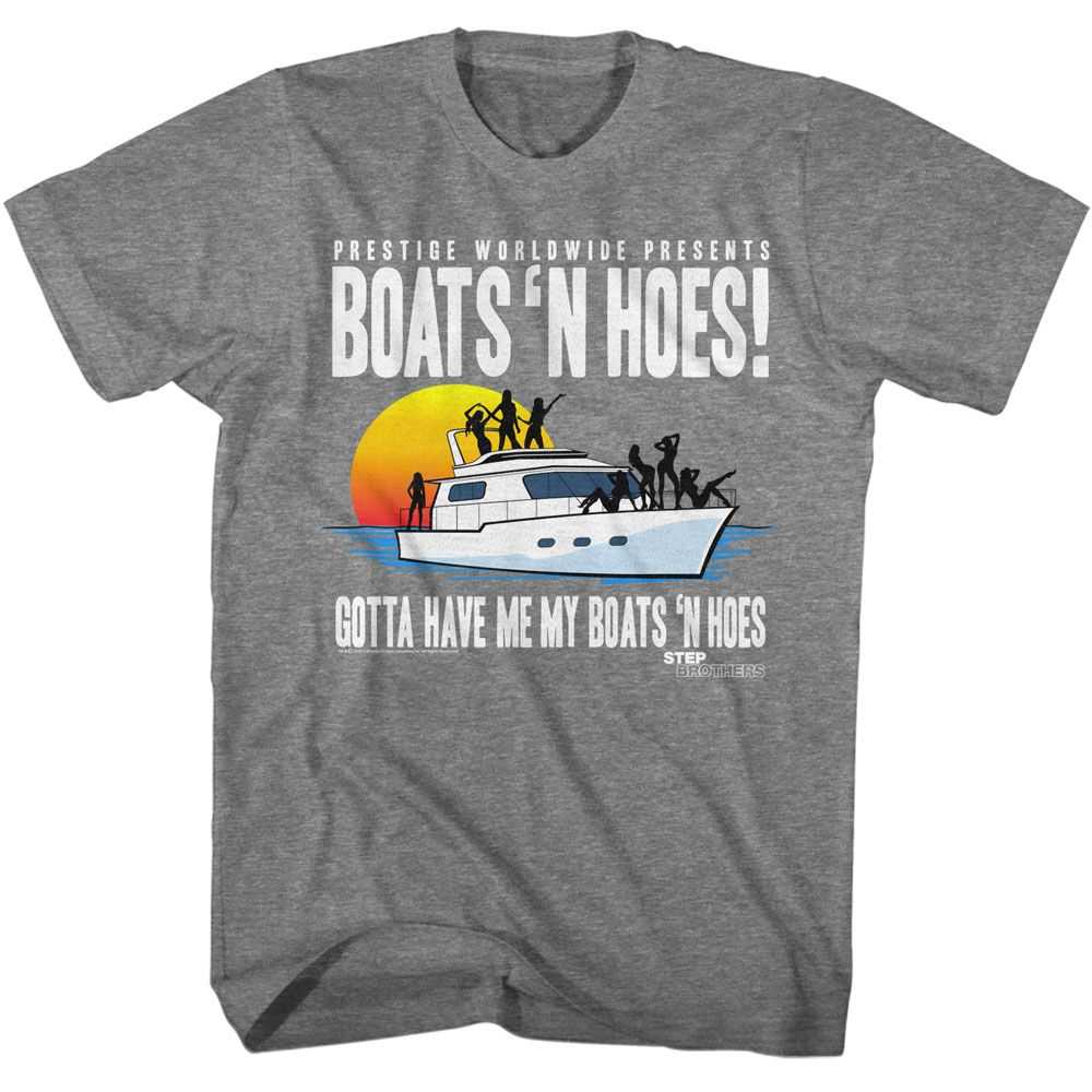 Step Brothers - STEP BROTHERS BOAT WITH SAUCY GALS Adult Shirt