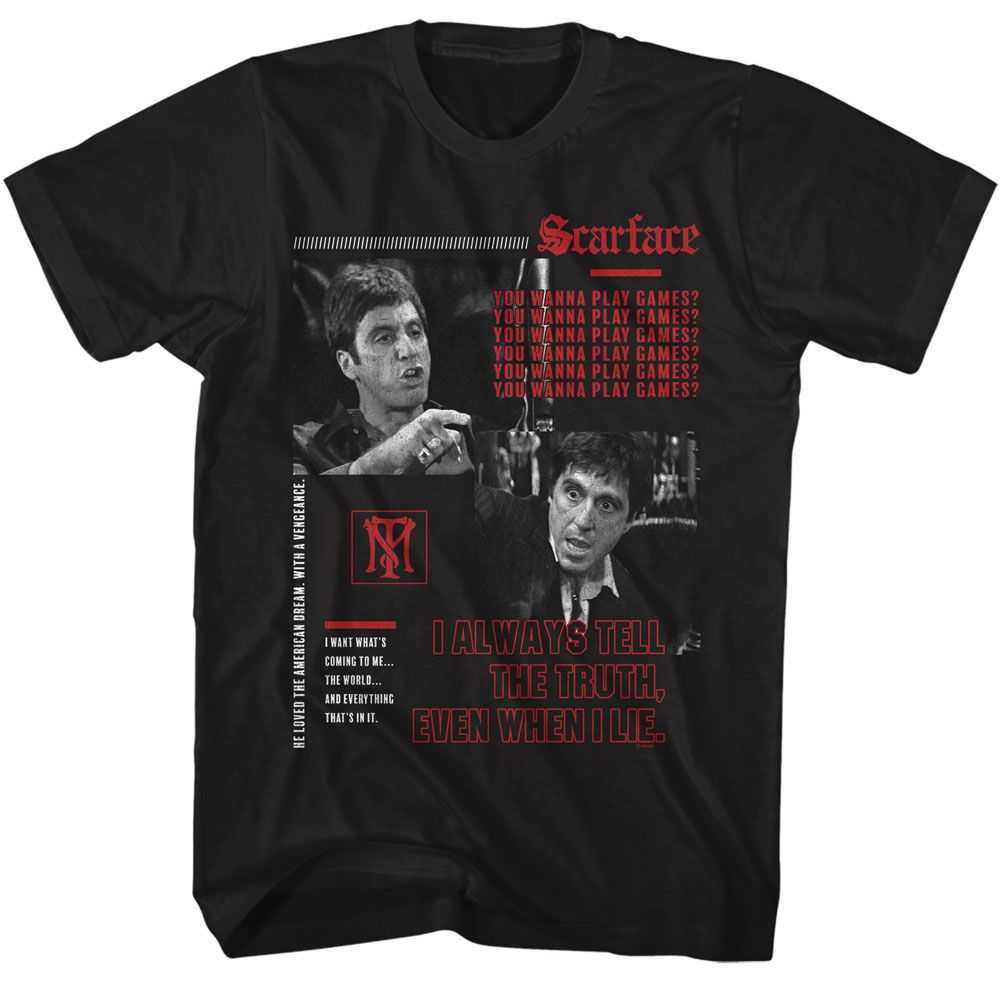 Scarface - SCARFACE YOU WANNA PLAY GAMES Adult Shirt