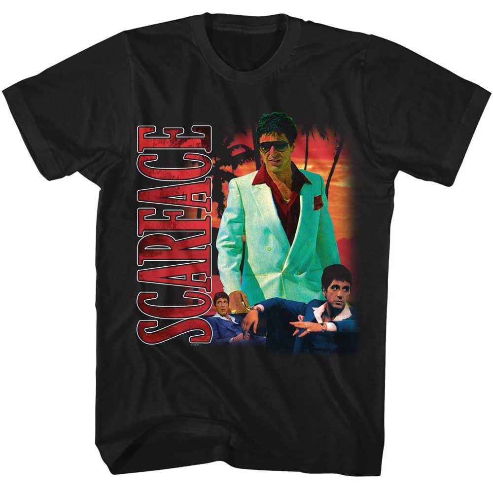 Scarface - SCARFACE COLLAGE WITH PALM TREE BG Adult Shirt