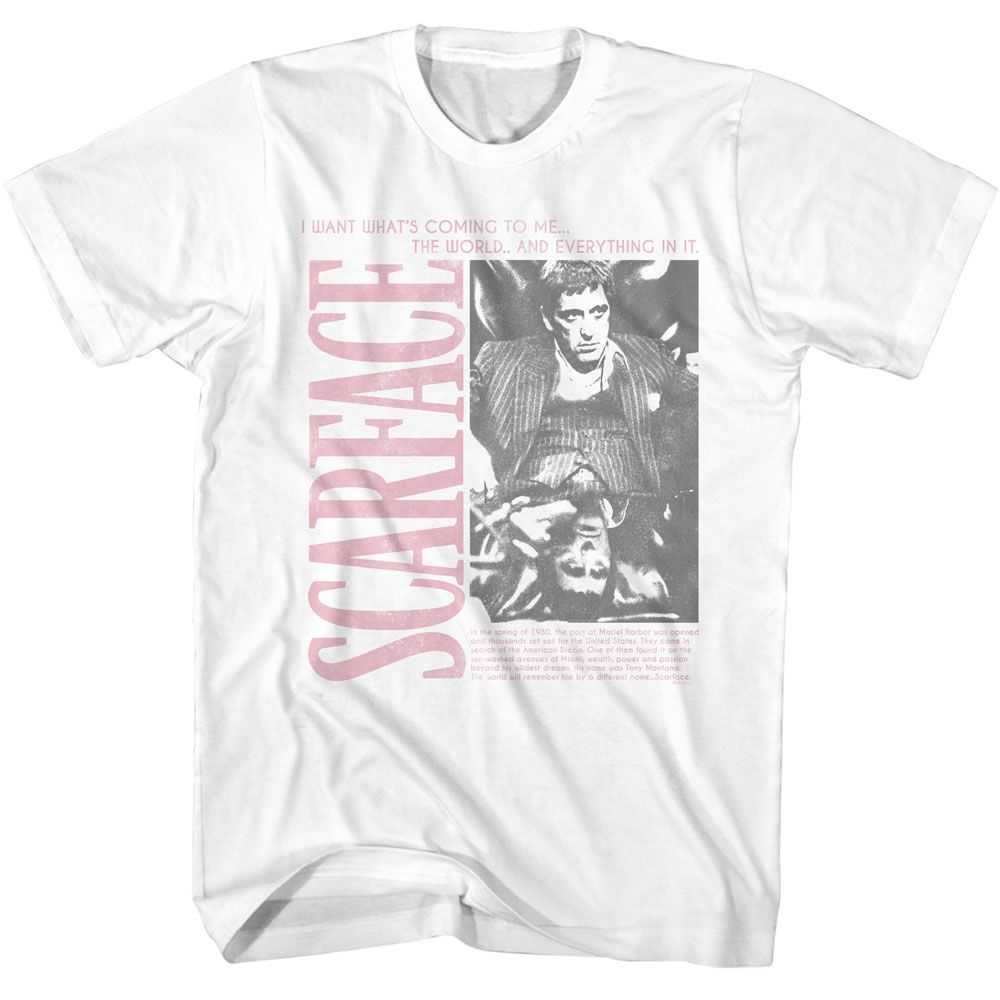 Scarface - SCARFACE BW PHOTO W SYNOPSIS Adult Shirt