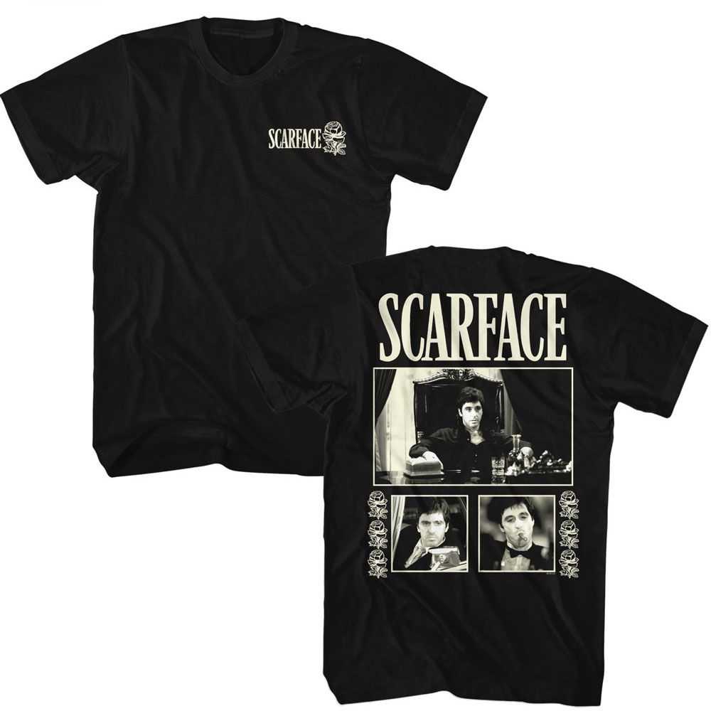 Scarface - SCARFACE THREE PHOTOS W ROSES Adult Shirt