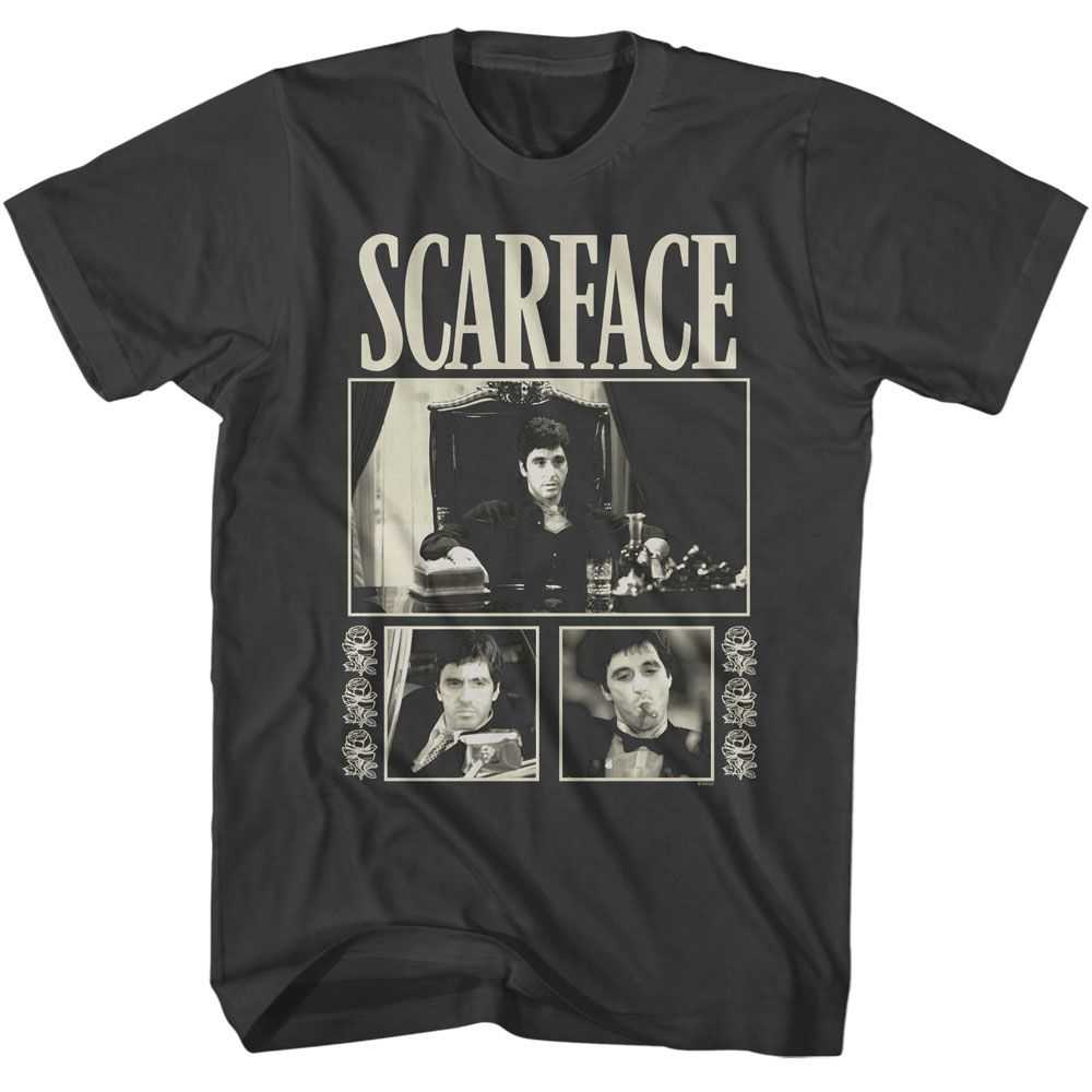 Scarface - SCARFACE THREE PHOTOS WITH ROSES Adult Shirt