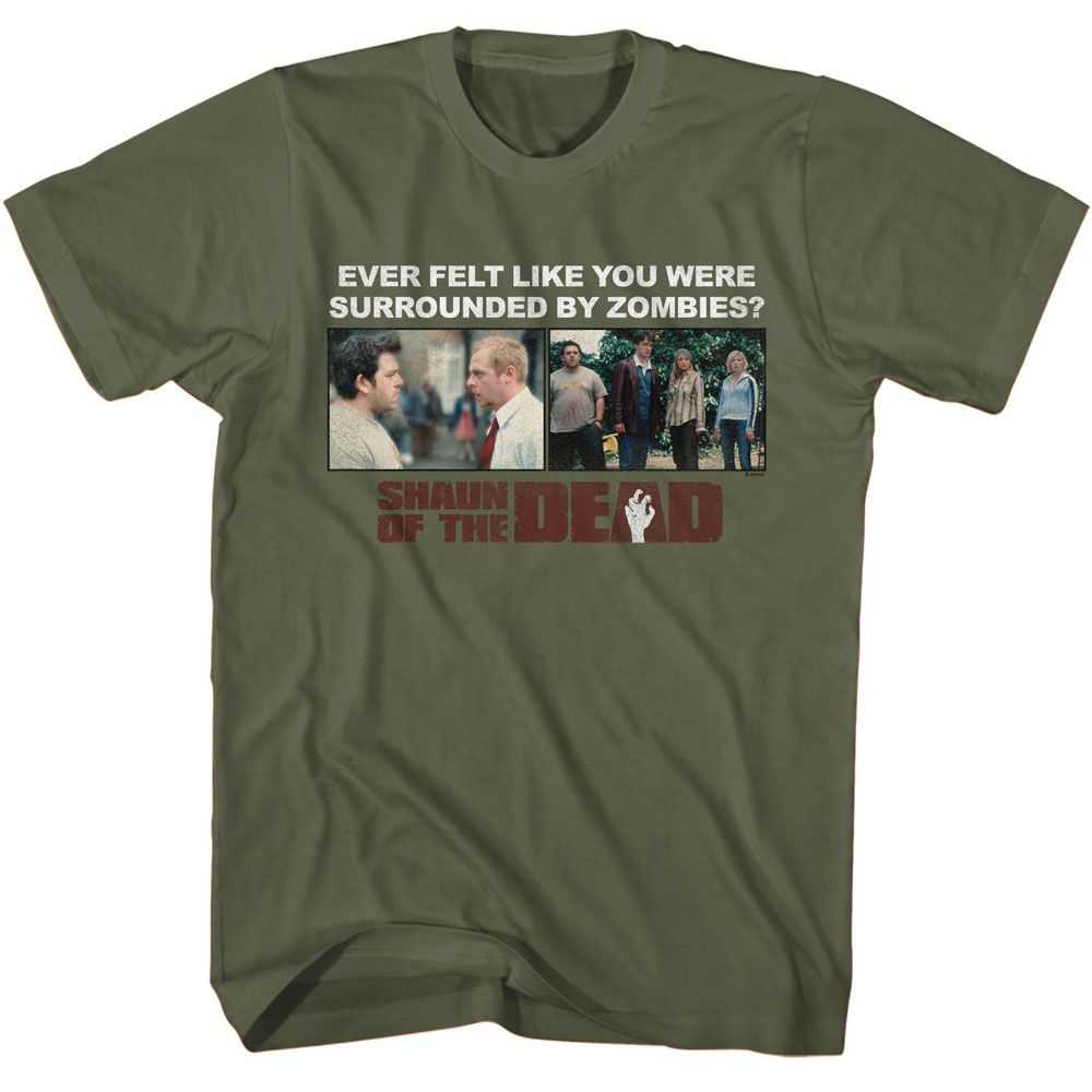 Shaun of The Dead - SHAUN OF THE DEAD SURROUNDED BY ZOMBIES Adult Shirt