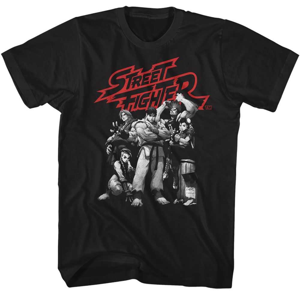 Street Fighter - STREET FIGHTER BW CHARACTER GROUP Adult Shirt