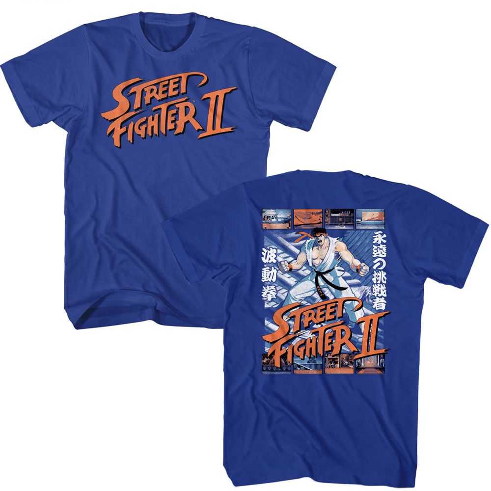 Street Fighter - STREET FIGHTER RYU AND SCENES FRONT AND BACK Adult Shirt