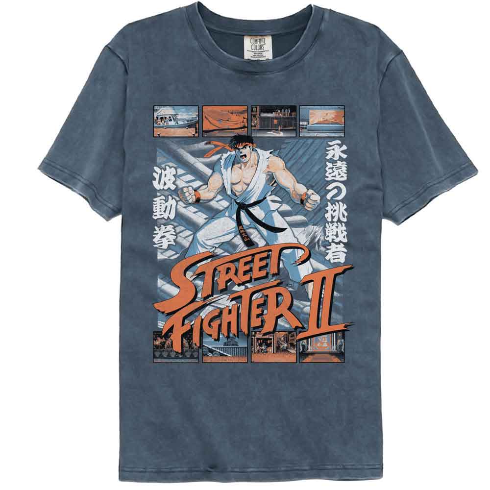Street Fighter - STREET FIGHTER RYU W VARIOUS GAME SCENES Adult Shirt