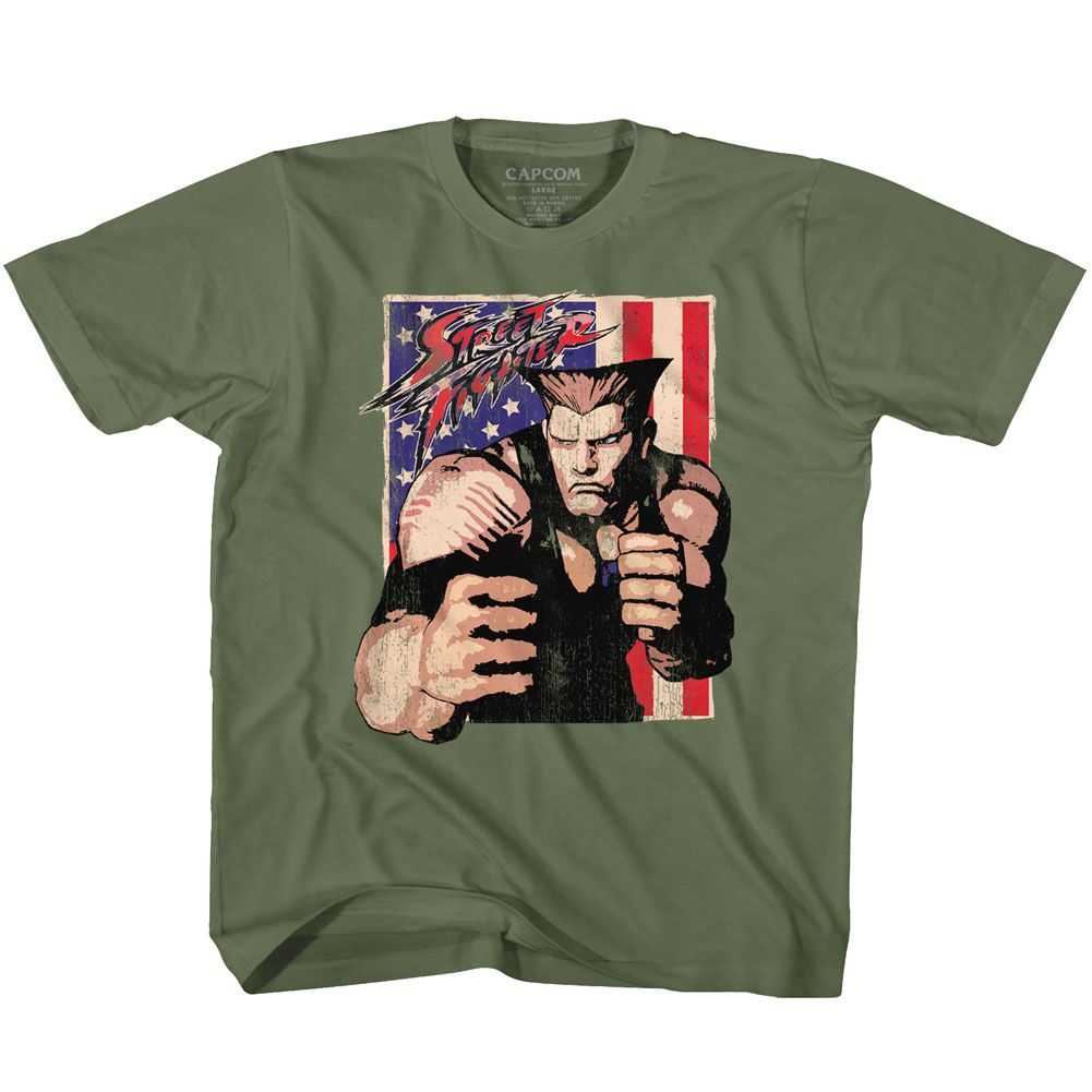 Street Fighter - GUILE WITH FLAG Youth Shirt