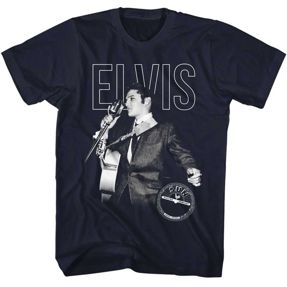 Elvis Sun Records - ELVIS ON THE MIC Adult Shirt