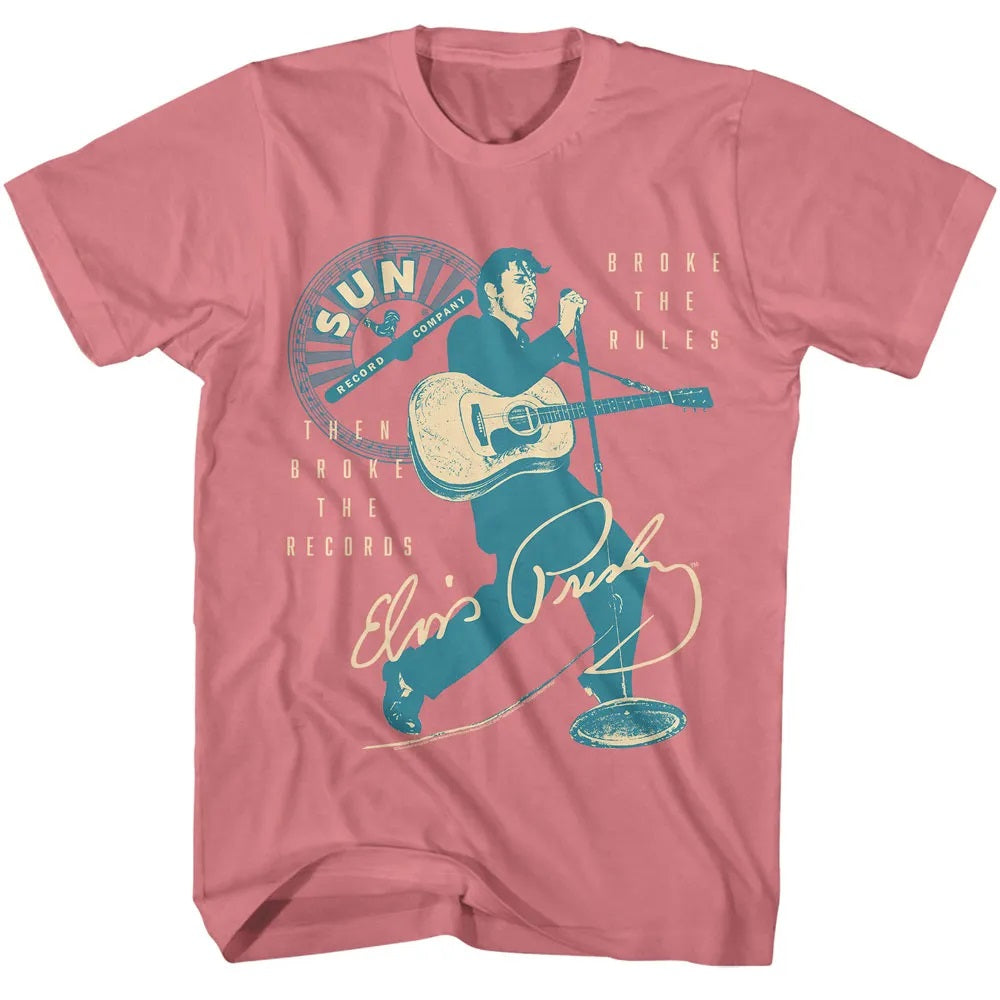Elvis Sun Records - ELVIS SUN RECORDS BROKE THE RULES Adult Shirt