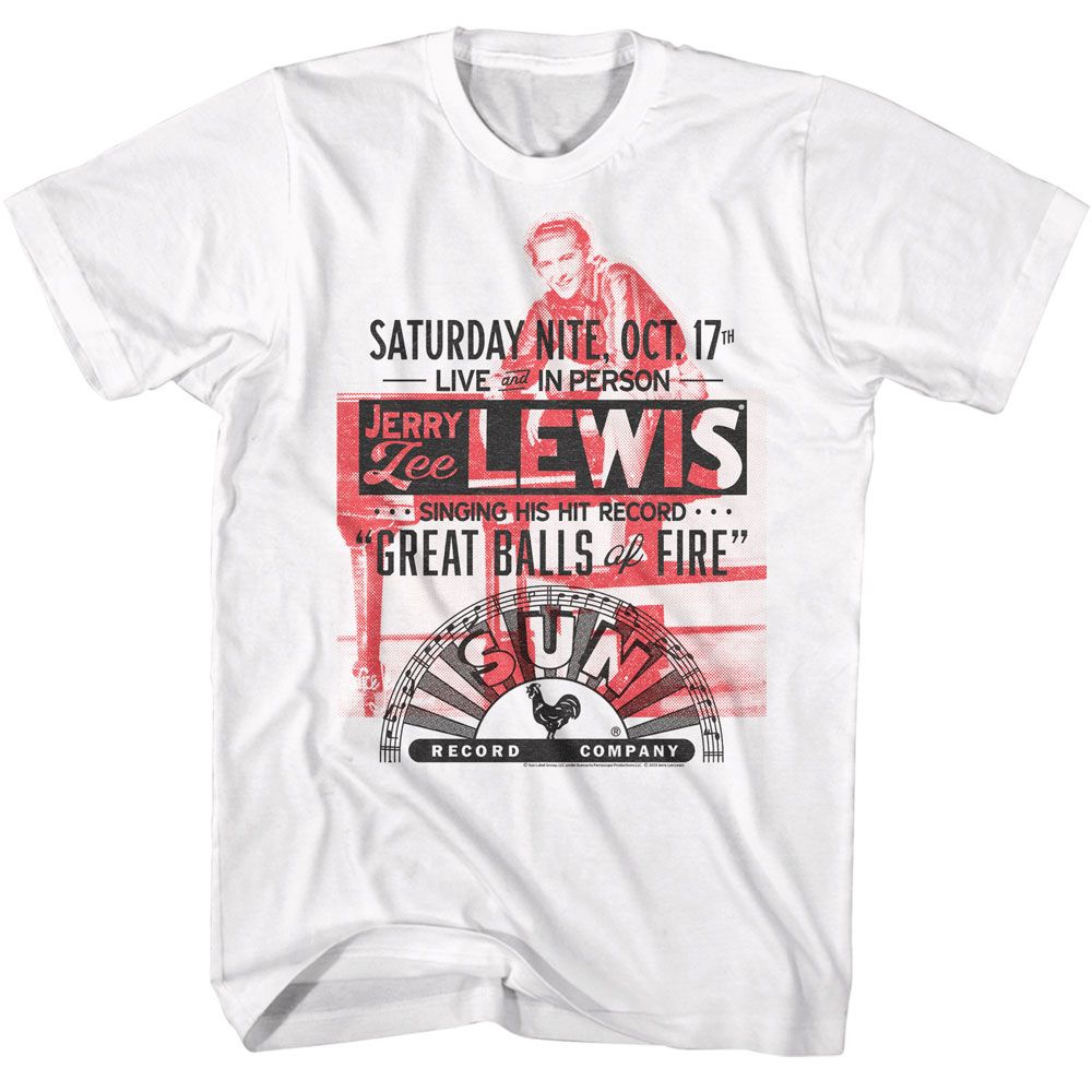 Sun Records - JERRY LEE LEWIS OCT 17 GREAT BALLS OF FIRE Adult Shirt