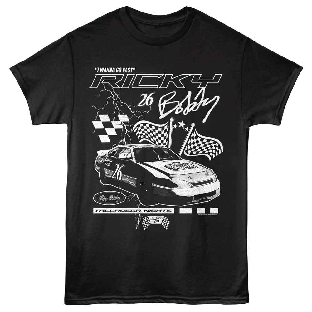Talladega Nights - TALLADEGA NIGHTS LIGHTNING AND FLAGS Adult Shirt