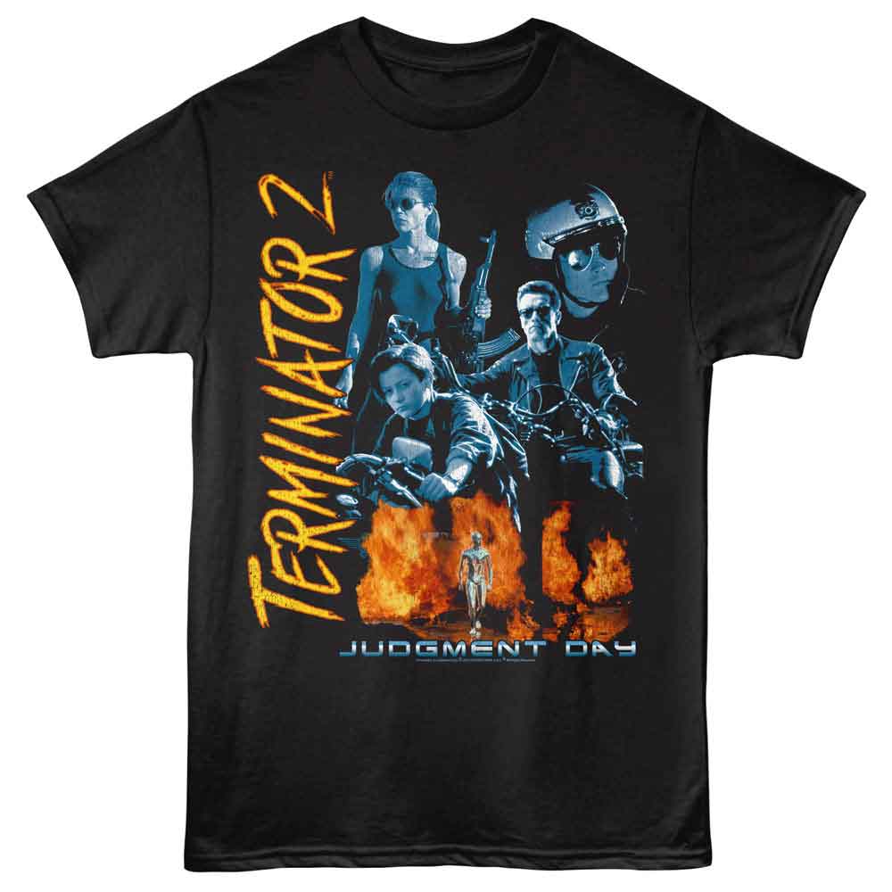 Terminator 2 - TERMINATOR 2 FIERY COLLAGE Adult Shirt