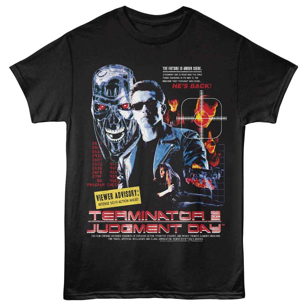 Terminator 2 - T2 VIEWER ADVISORY COLLAGE Adult Shirt