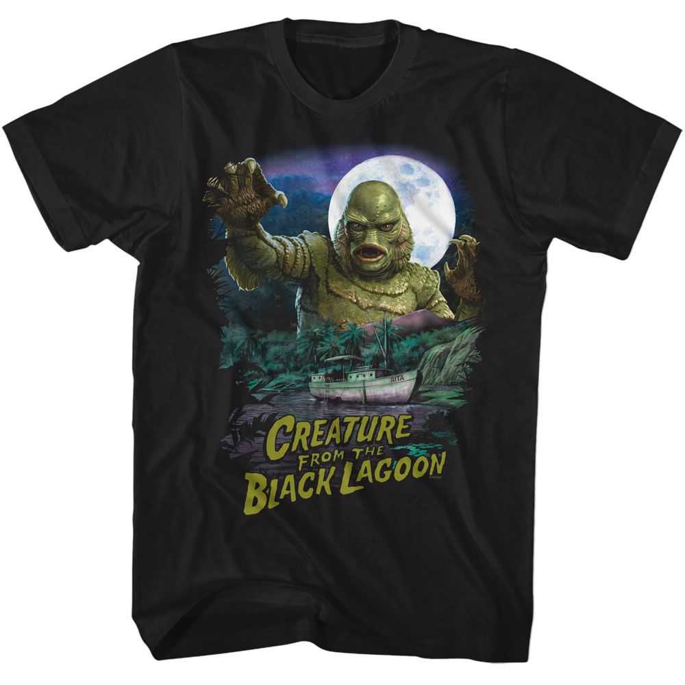 Universal Monsters - UNIVERSAL MONSTERS CREATURE AND BOAT SCENE Adult Shirt