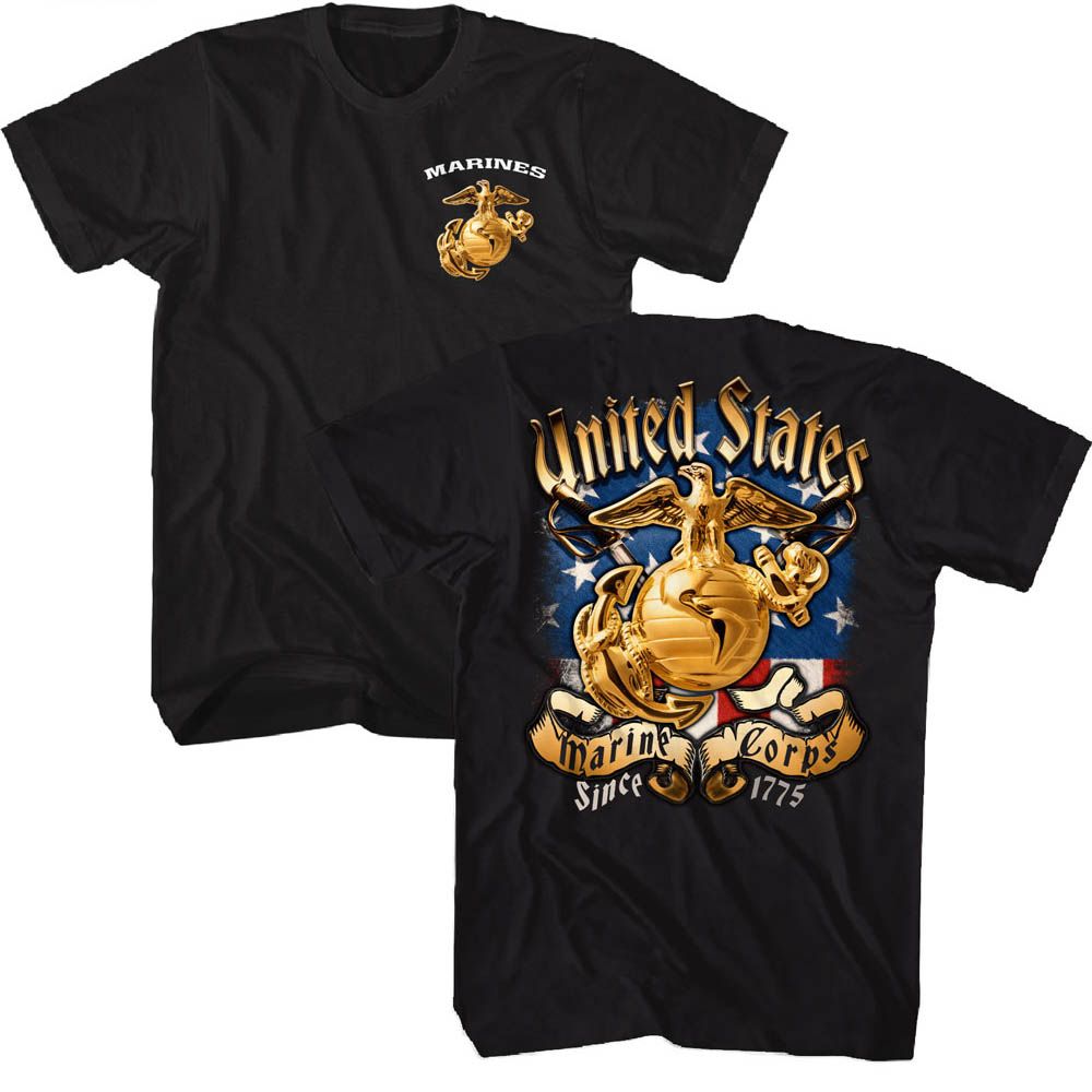 Marines - USMC ENLISTED AND FLAG Adult Shirt