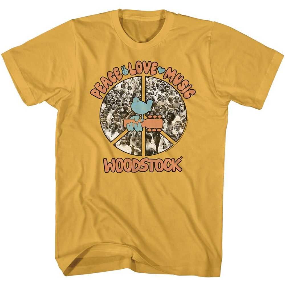 Woodstock - WOODSTOCK PEACE LOVE MUSIC Adult Shirt