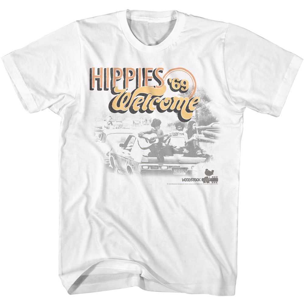 Woodstock - WOODSTOCK HIPPIES WELCOME 69 Adult Shirt