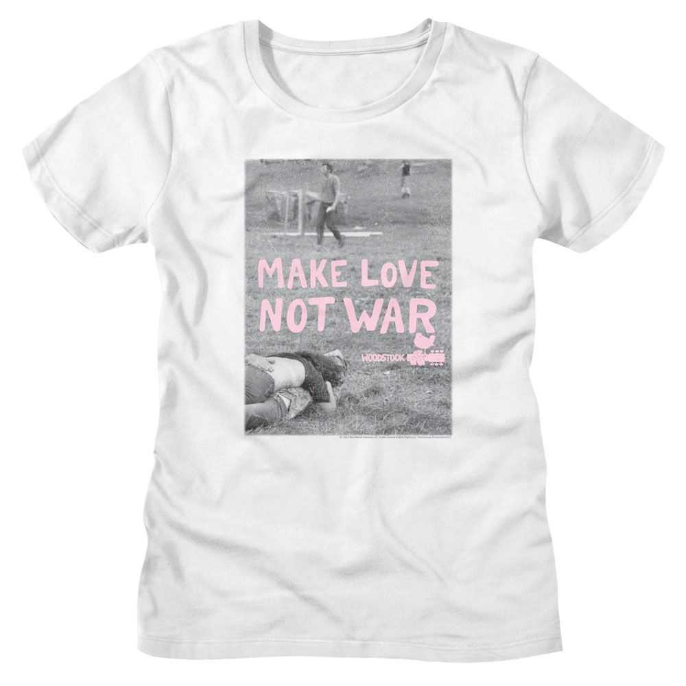 Woodstock - MAKE LOVE NOT WAR POSTER Adult Shirt