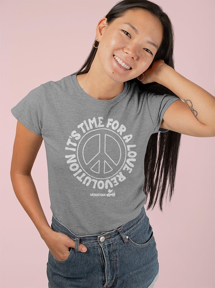 Woodstock - WOODSTOCK LOVE REVOLUTION PEACE SIGN Adult Shirt