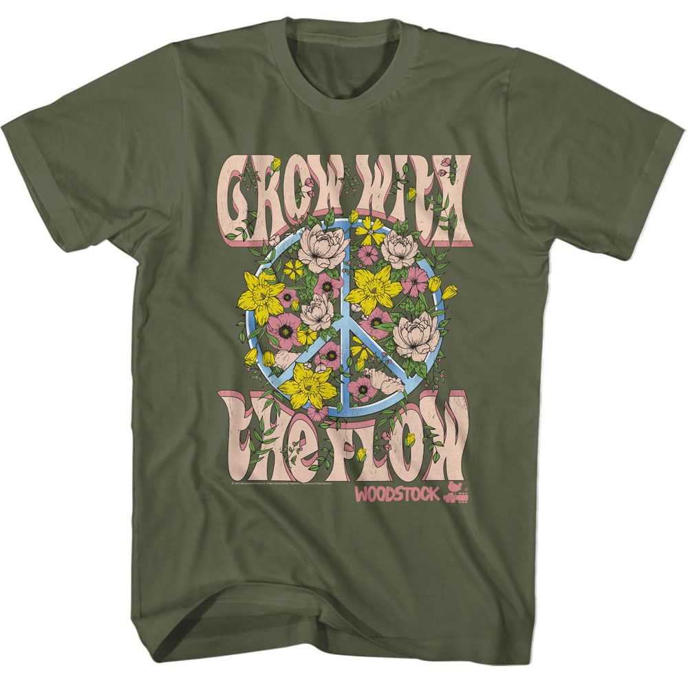 Woodstock - WOODSTOCK GROW WITH THE FLOW Adult Shirt
