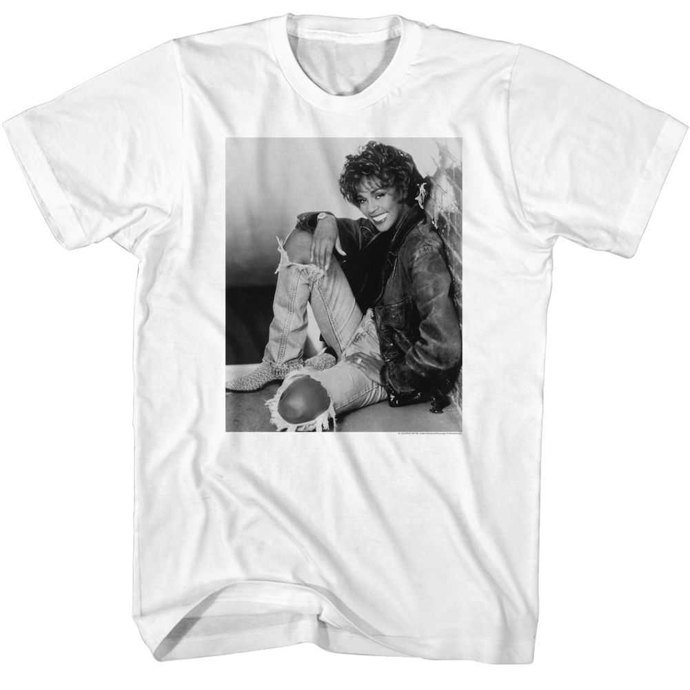Whitney Houston - WHITNEY HOUSTON BW BRICK WALL SIT Adult Shirt