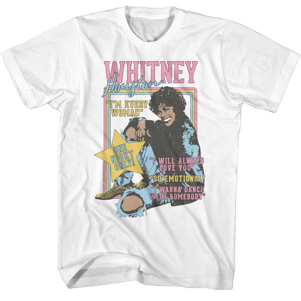 Whitney Houston - WHITNEY HOUSTON ONE NIGHT ONLY Adult Shirt