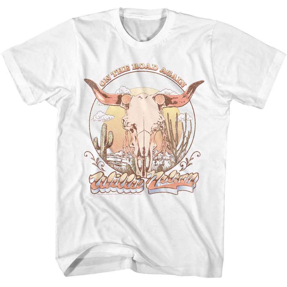 Willie Nelson - WILLIE NELSON ROAD AGAIN SKULL Adult Shirt