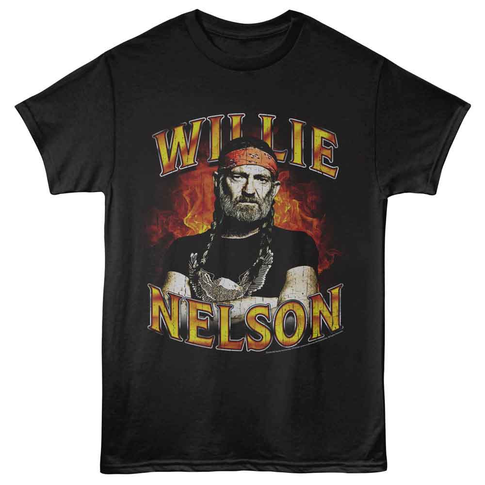 Willie Nelson - WILLIE NELSON AND FLAMES Adult Shirt